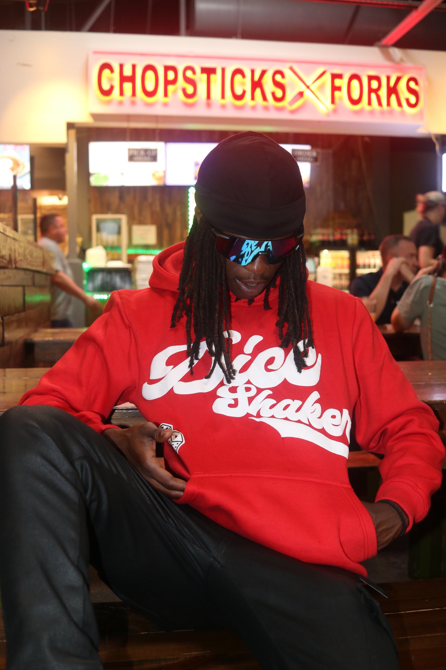 Premium Red Dice Shaker Logo Hoodie